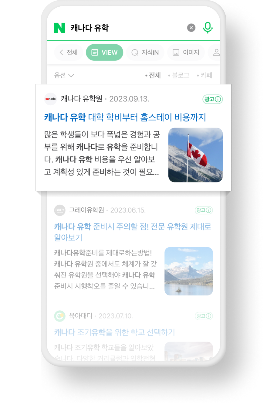 네이버 콘텐츠검색 광고 예시